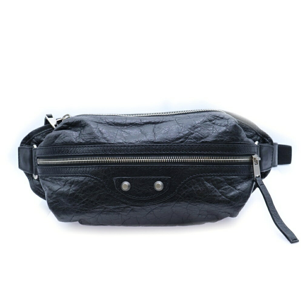 BALENCIAGA Neo Rift Leather Waist Shoulder Bag Black